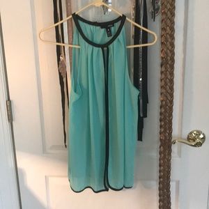 Aqua leather trim keyhole halter